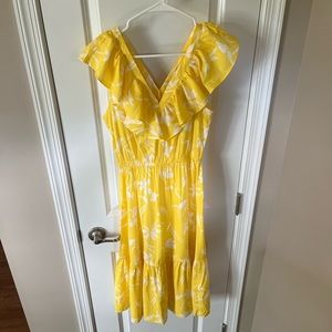 Banana Republic floral 3/4 length dress - NWT - XS - yellow & white